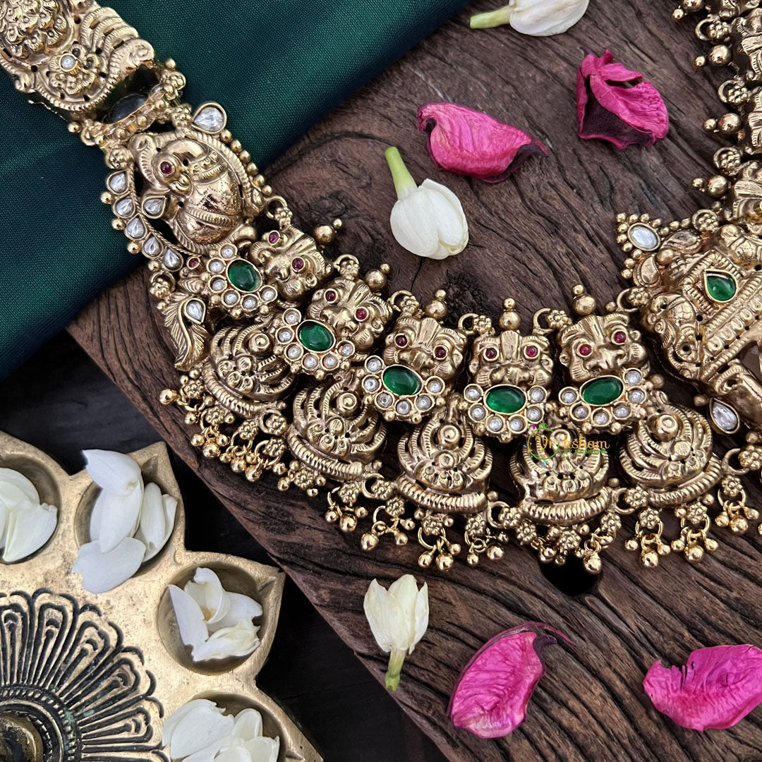 Vriksham South indian Lakshmi Temple Necklace 1 gm Gold-Gold Bead-G18754