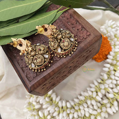 Vriksham Designer Peacock Style  1 gm Gold Peacock Jhumka-Red-G20352