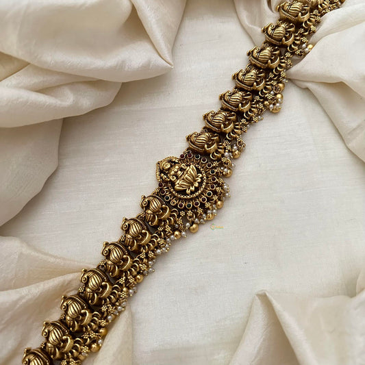 Antique Lakshmi Bridal Hip Chain-Golden Bead-G13360