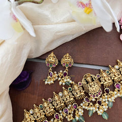 Premium Lakshmi High Neck Choker-Aqua Green Bead-Pearl-G14165
