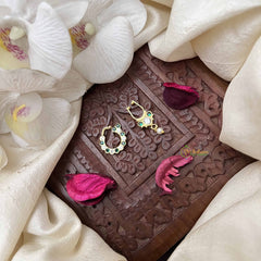 Vriksham  Primium Style Septum Ring & Nath Bullak-White Green-G21143