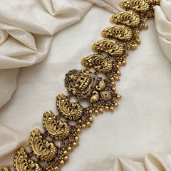 Premium Lakshmi Peacock Bridal Hip Chain-Golden Bead-G13338