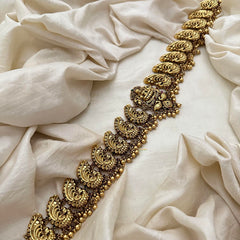 Premium Lakshmi Peacock Bridal Hip Chain-Golden Bead-G13338