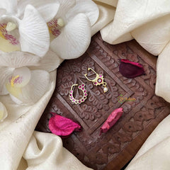 Vriksham  Premium Style Septum Ring & Nath Bullak-Red-G21146