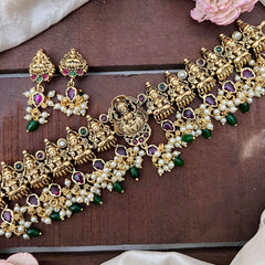 Premium Lakshmi Choker-Green Bead-Pearl-G14168