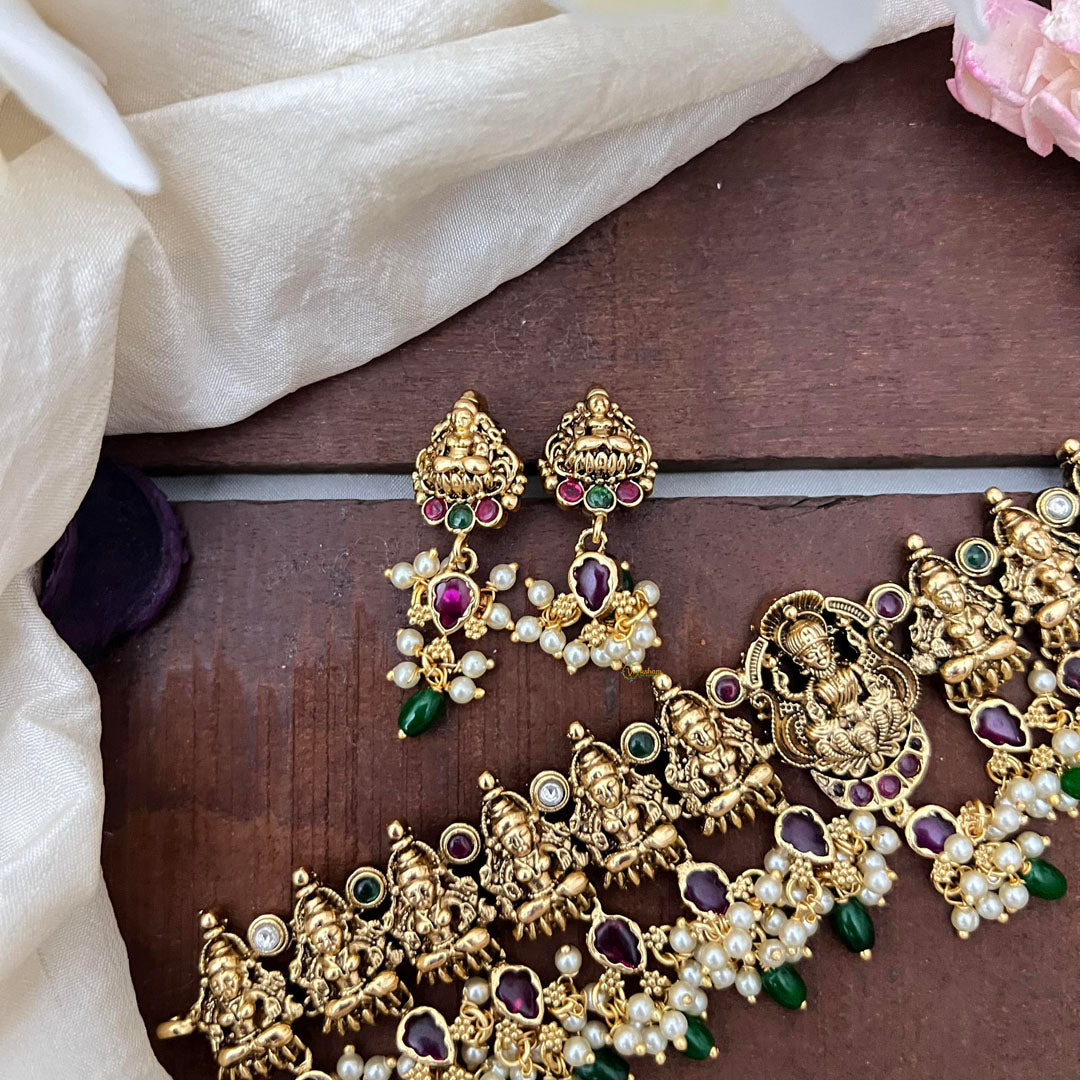 Premium Lakshmi Choker-Green Bead-Pearl-G14168