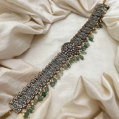 Elegant Victorian Diamond Bridal Hip Chain-Aqua Green Bead-G13339