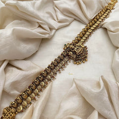 Antique Lakshmi Coin Bridal Hip Chain-Pearl-G13341