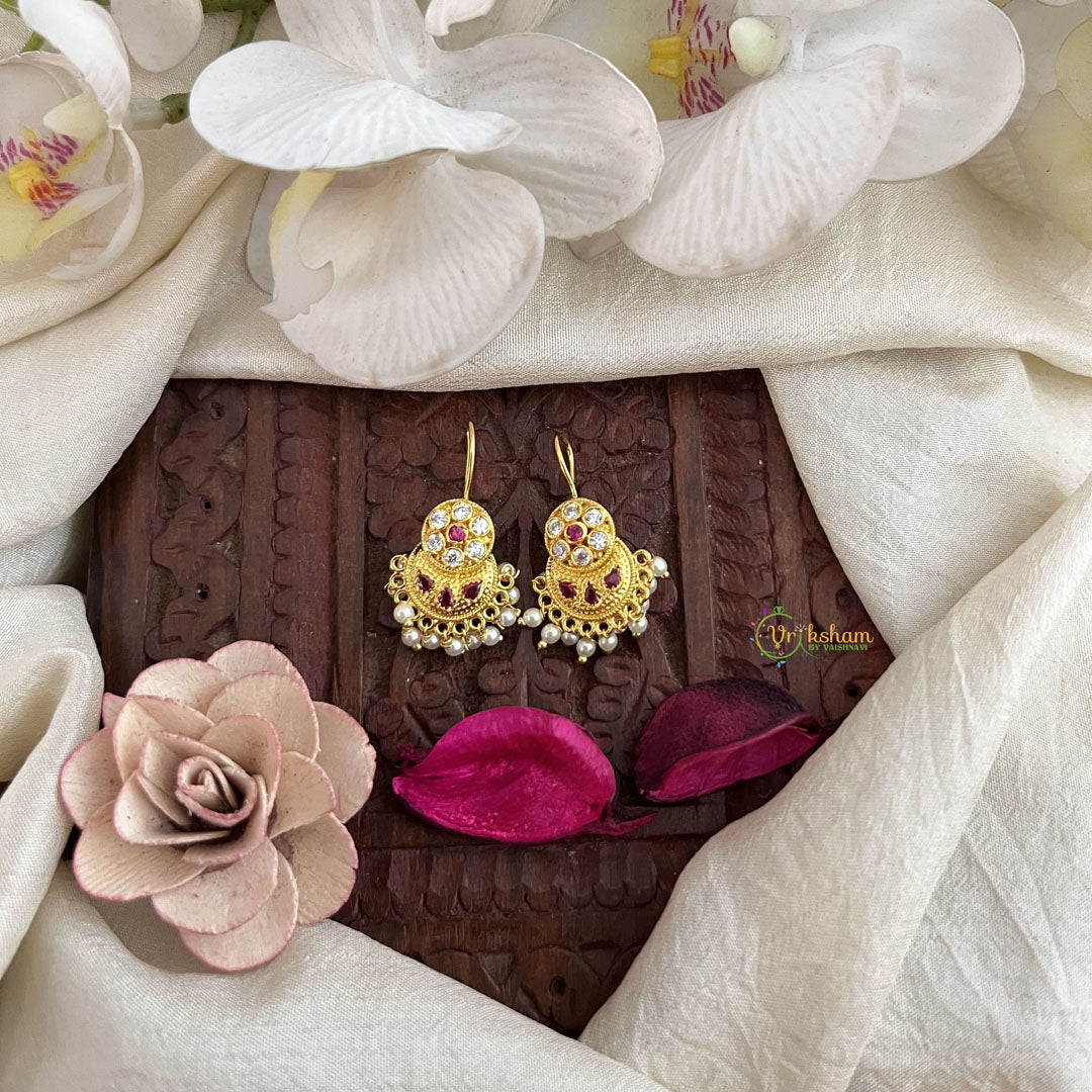 Vriksham Traditional FloraMoti Style Bugadi-Red White-Pearl-G19526