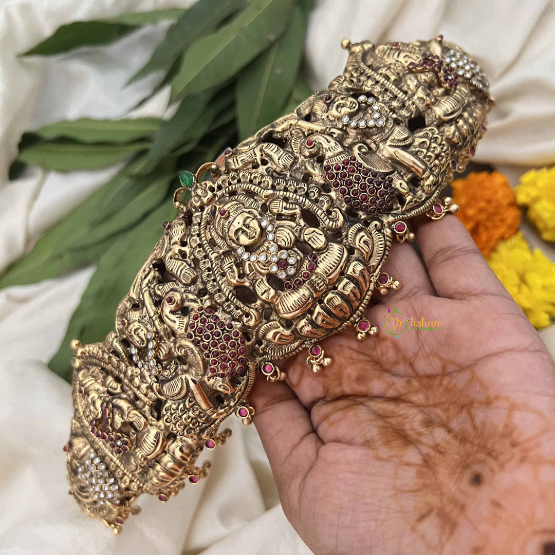 Vriksham Traditional  Oddiyanam With Peacock and Ruby Stone Work 1 Gram Gold Hipbelt-G20357