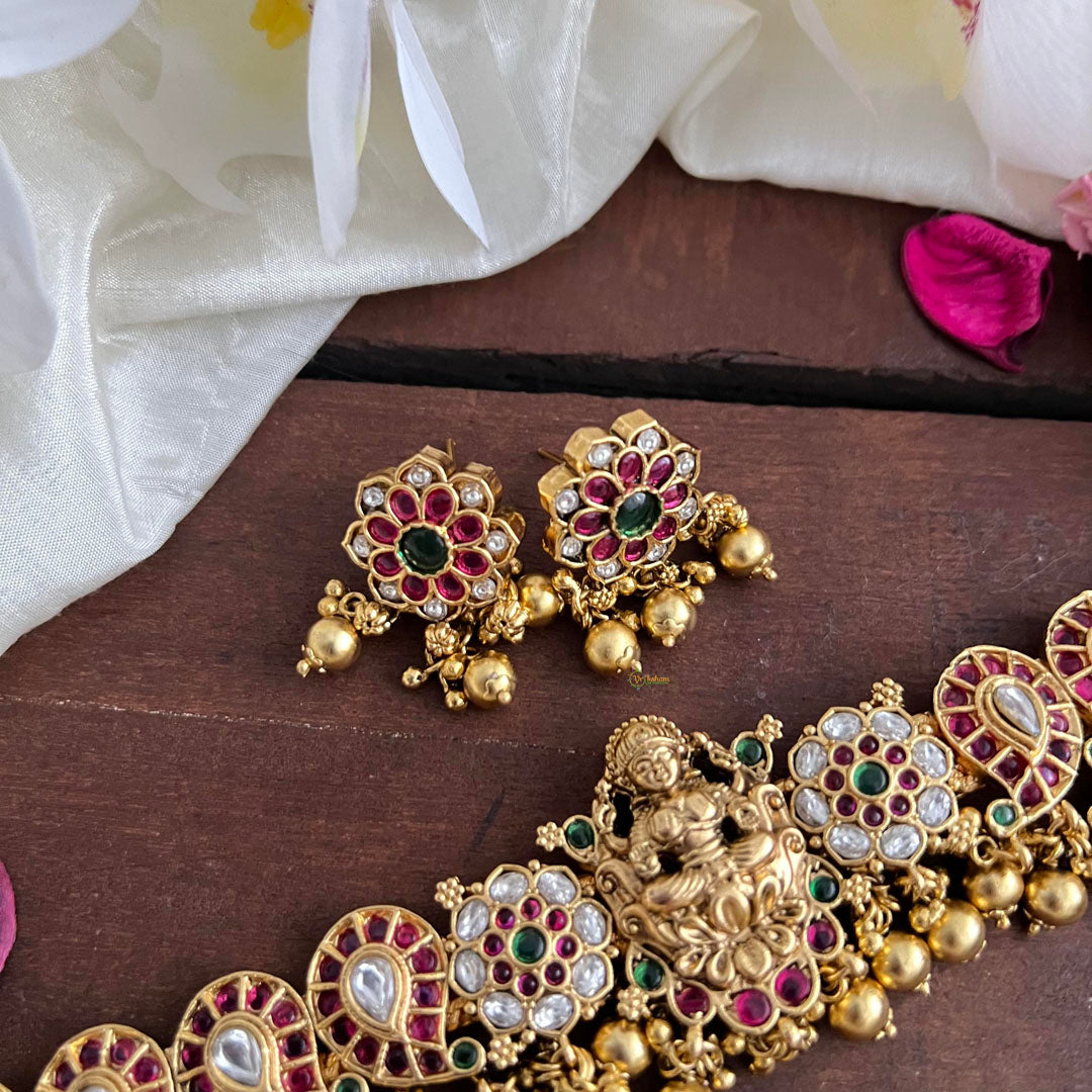Premium Lakshmi Flower High Neck Choker-Gold Bead-G14174