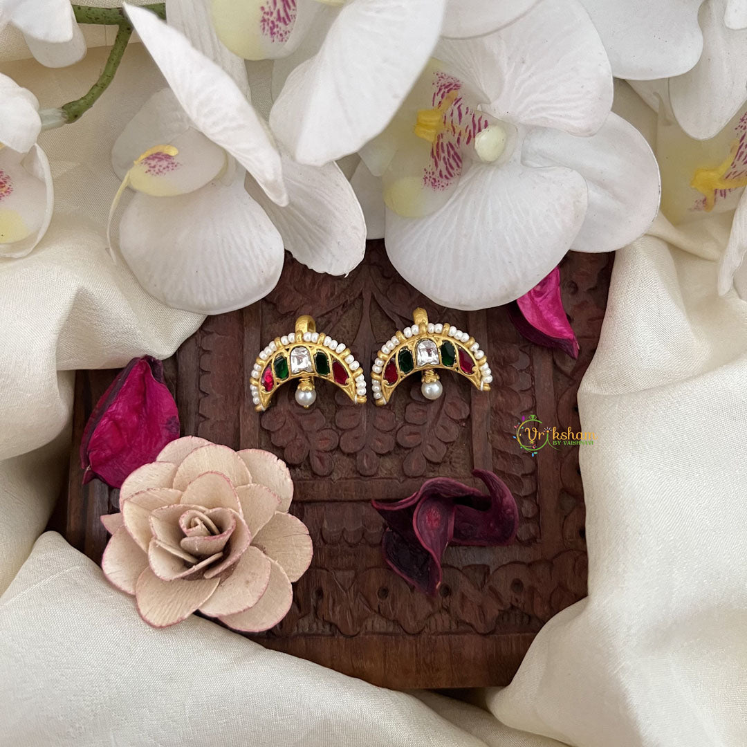 Vriksham Half Moon Maharashtrian Style Press Bugadi-Red Green & White-J3081