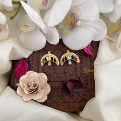 Vriksham Half Moon Maharashtrian Style Press Bugadi-Red Green & White-J3081