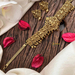 Vriksham Elegant Gold look Peacock & Lakshmi Short Neckpiece-Gold Bead-G21693