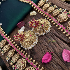 Vriksham Designer Mango Style 1 gm Gold Long Neckpiece With Jhumka-Rice Pearl-G18762