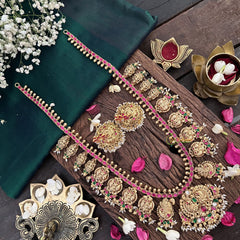 Vriksham Designer Mango Style 1 gm Gold Long Neckpiece With Jhumka-Rice Pearl-G18762
