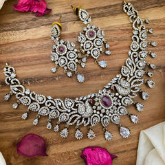 Bridal Victorian Diamond Choker- Pink-VV1549