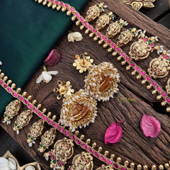 Vriksham Designer Mango Style 1 gm Gold Long Neckpiece With Jhumka-Rice Pearl-G18762