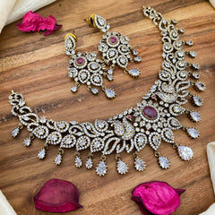 Bridal Victorian Diamond Choker- Pink-VV1549