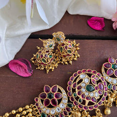 Precious Kemp Peacock High Neck Choker-Gold Bead-G14182