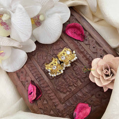 Vriksham Pearl Drop Kundan Jadau Press Bugadi-White-G21116