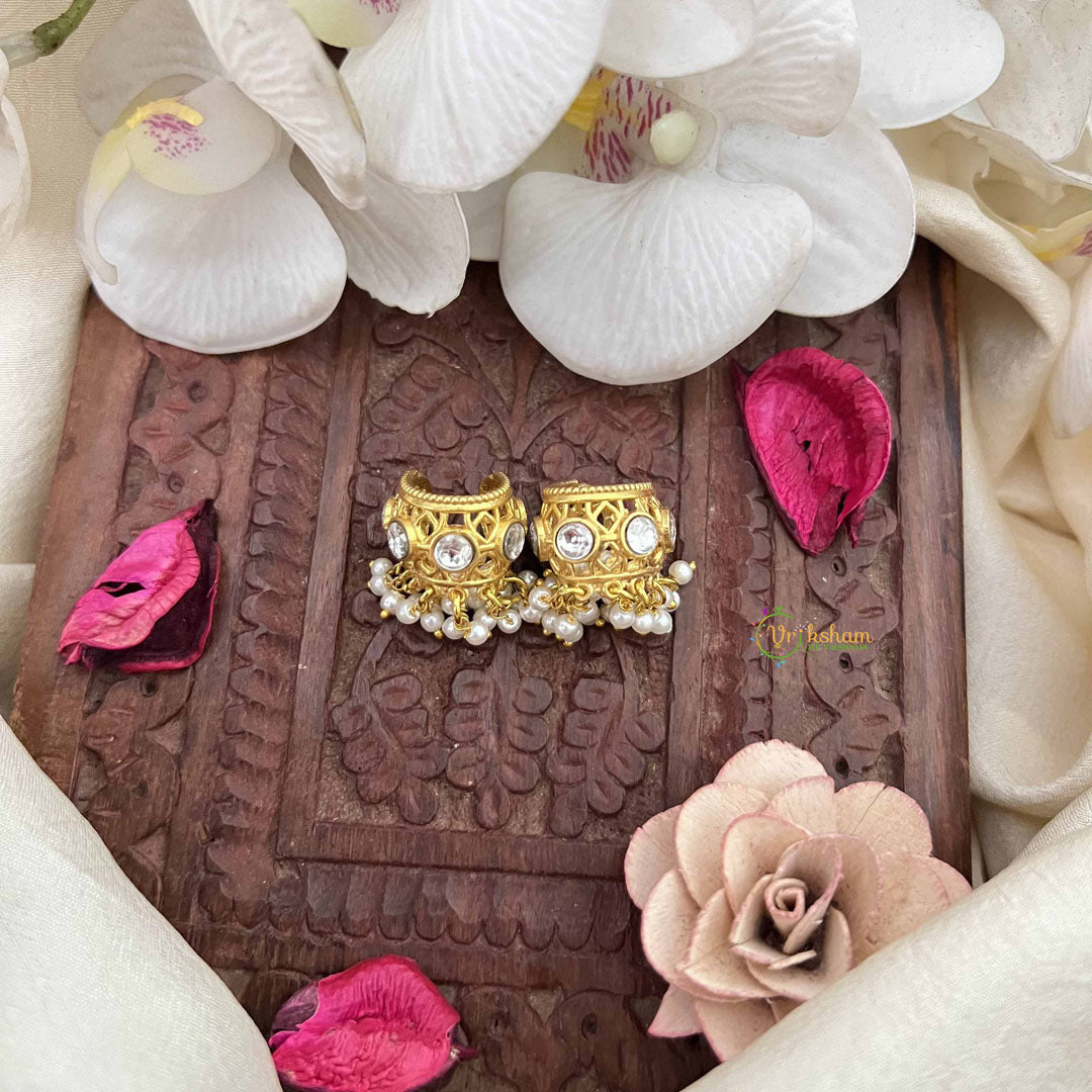 Vriksham Pearl Drop Kundan Jadau Press Bugadi-White-G21116