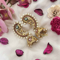 Vriksham Elegant Golden Leaf & Floral STyle Bridal With Pearls Deataling EarCuff-G21103