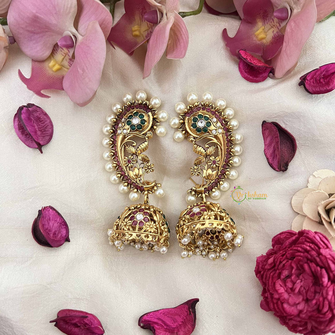 Vriksham Elegant Golden Leaf & Floral STyle Bridal With Pearls Deataling EarCuff-G21103