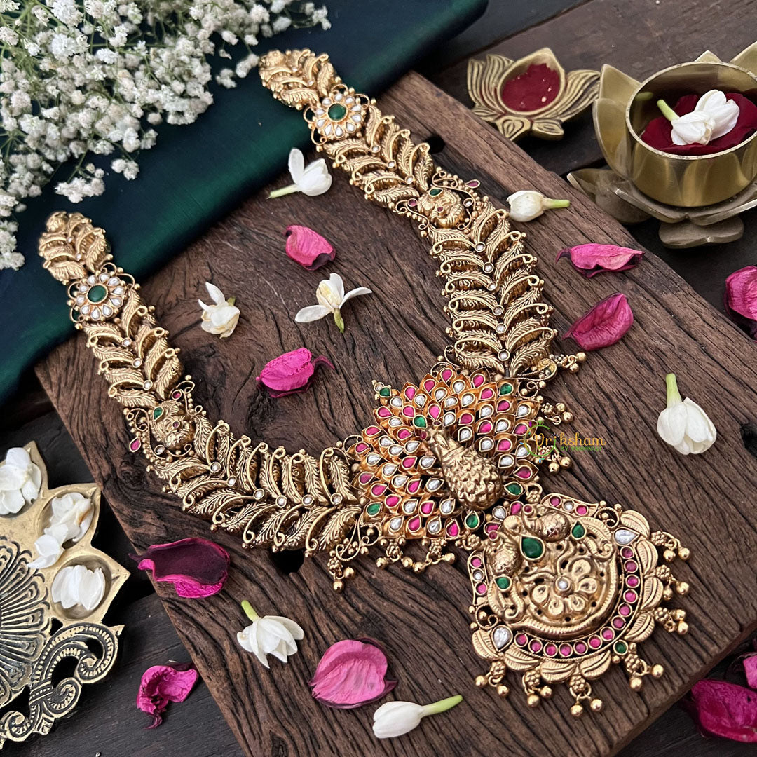 Vriksham Peacock Floral 1 gm Gold Long Neckpiece-G18744