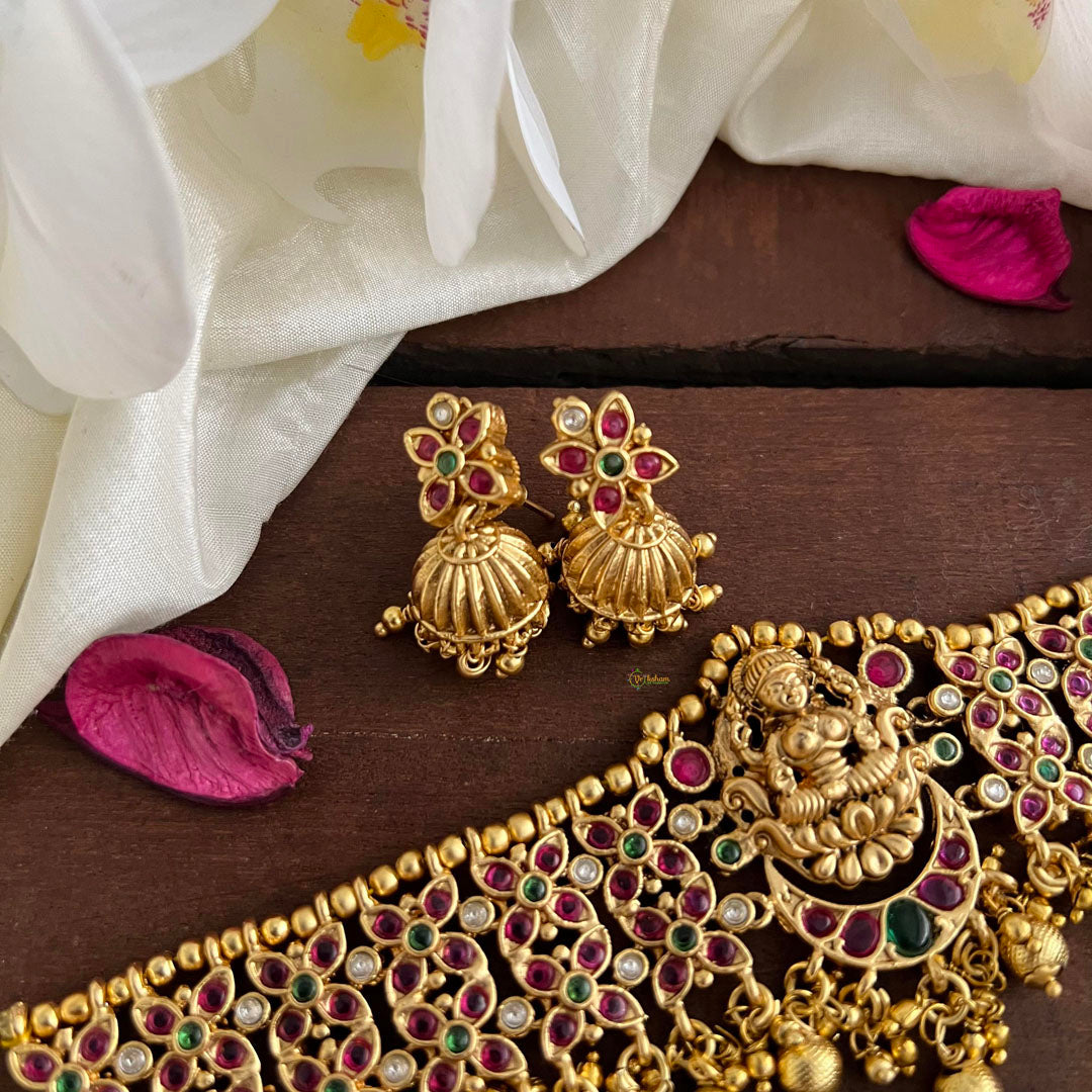 Elegant Gold Alike Lakshmi High Neck Choker-Gold Bead-G14189