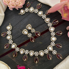 Fancy Victorian Diamond Choker-Maroon-VV1542