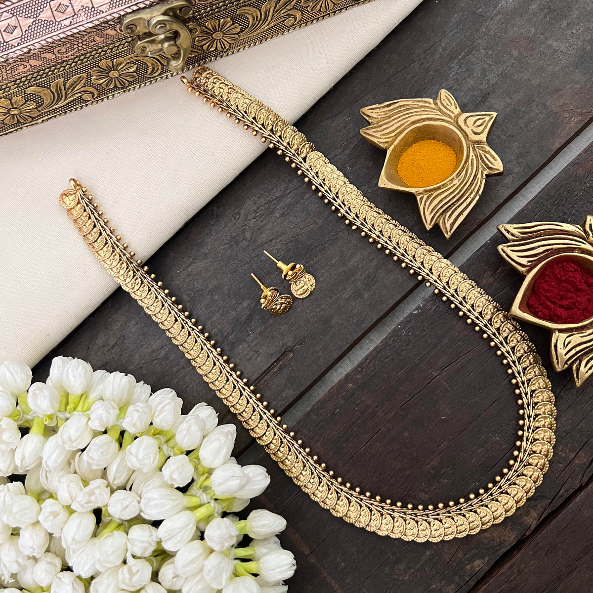 Vriksham Minimalist Temple Style Kasulaperu Long Neckpiece-G22425