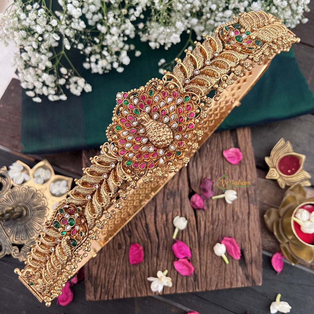 Vriksham Unique Peacock Pendant 1 gm Gold Hipbelt-Gold Bead-G18750