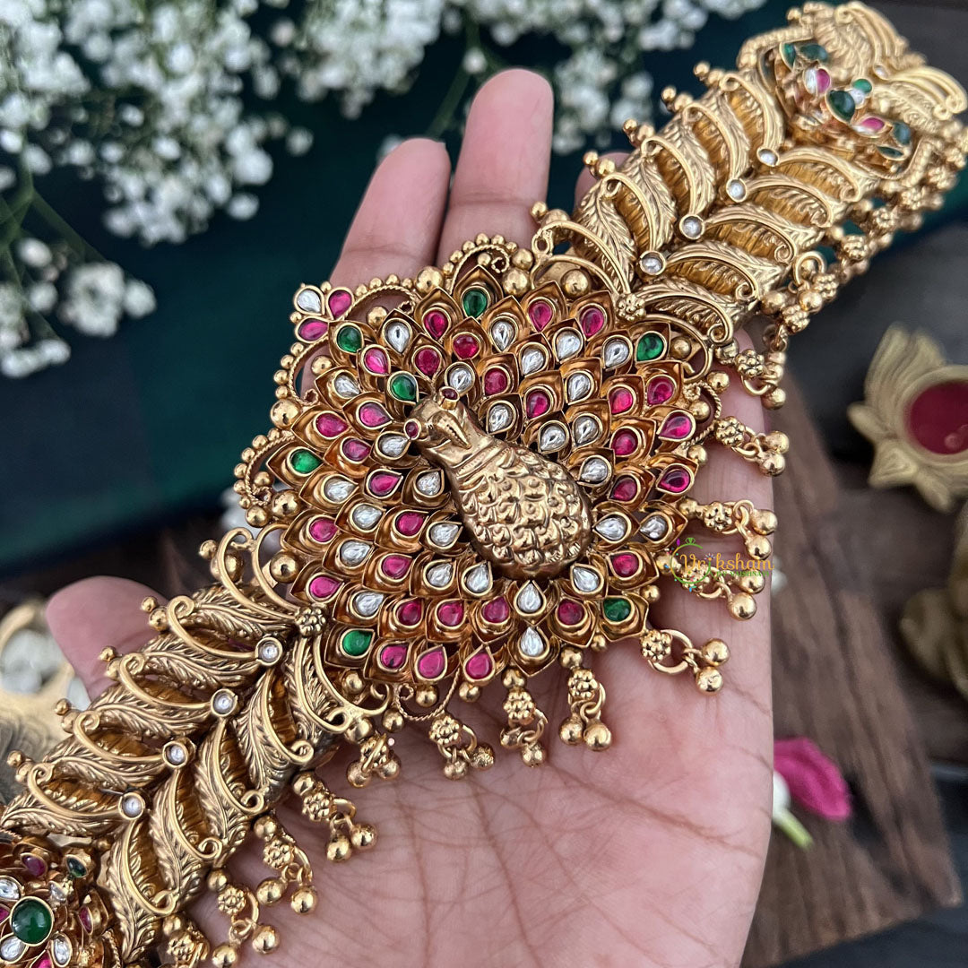 Vriksham Unique Peacock Pendant 1 gm Gold Hipbelt-Gold Bead-G18750
