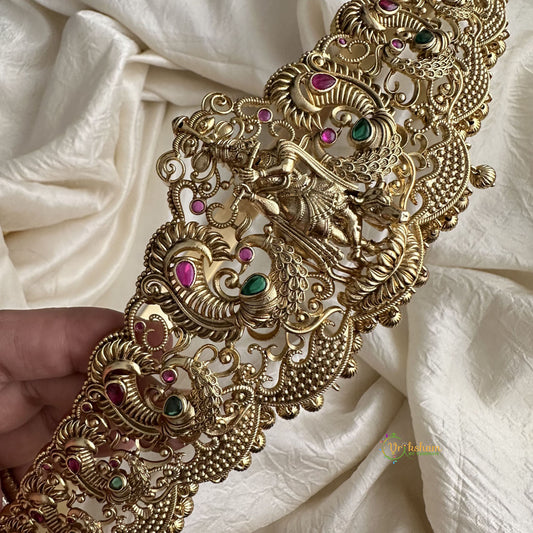 Gold Look Alike Shri Krishna Hipbelt - Gold Beads - G11521