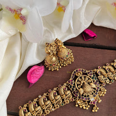 Designer Peacock High Neck Choker-Gold Bead-G14200