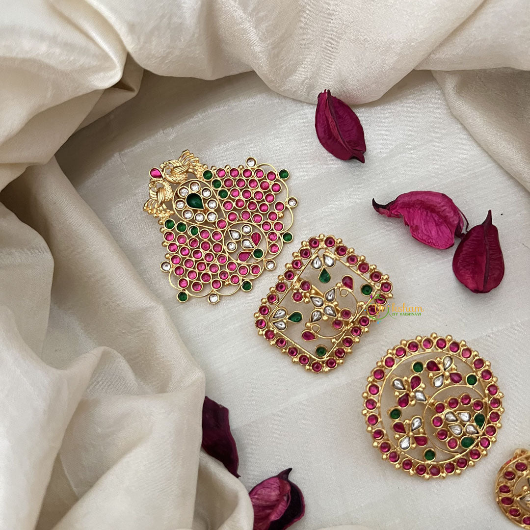 Vriksham Bridal Jada Billa Set in 1 Gram Gold Kemp Stone Design-G19631