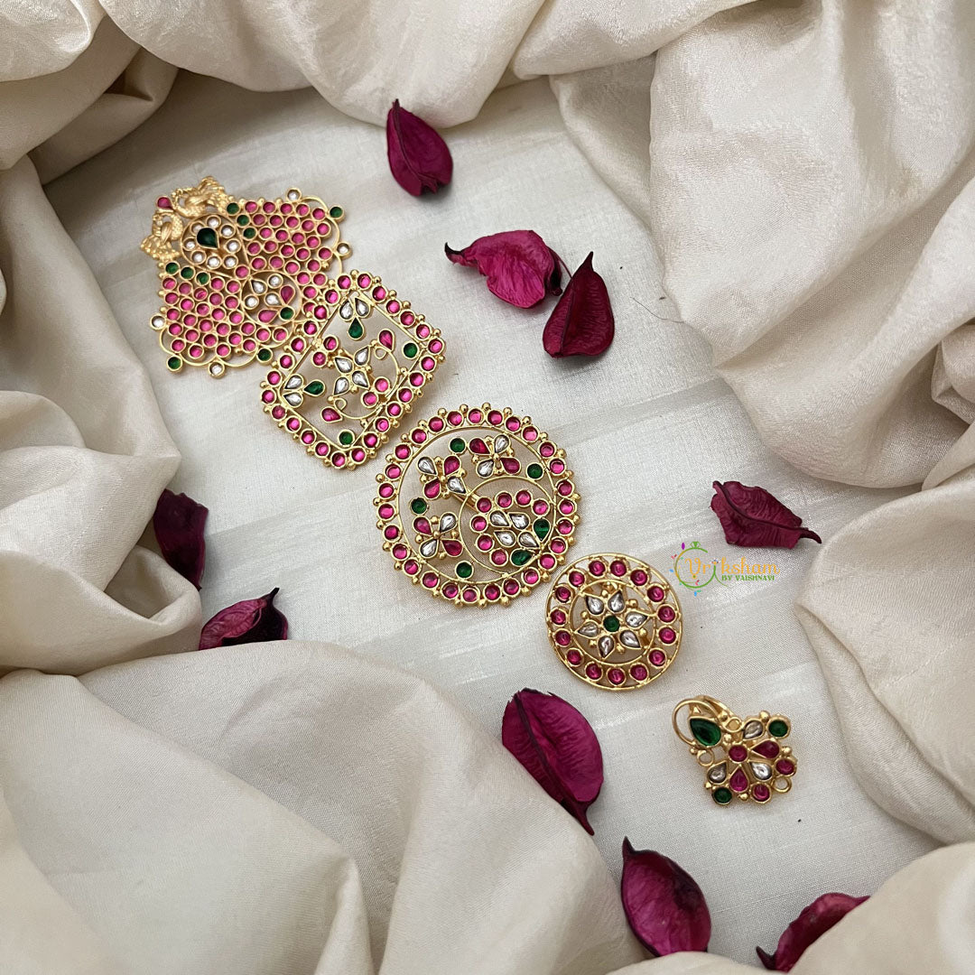 Vriksham Bridal Jada Billa Set in 1 Gram Gold Kemp Stone Design-G19631