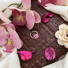 Vriksham Floral Kundan Jadau Septum Ring-Red-J3956