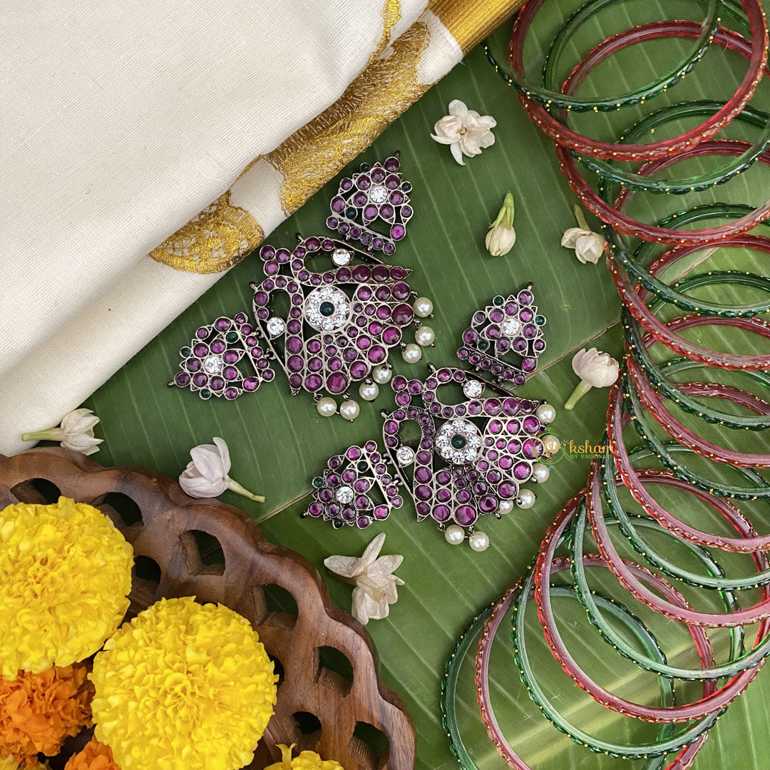 Vriksham Dual Peacock Traditional Black Polish Precious Kemp Vanki-G17562