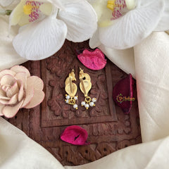 Vriksham Peacock Maharashtrian Style Press Bugadi-Red Green & White-Pearls-J3089