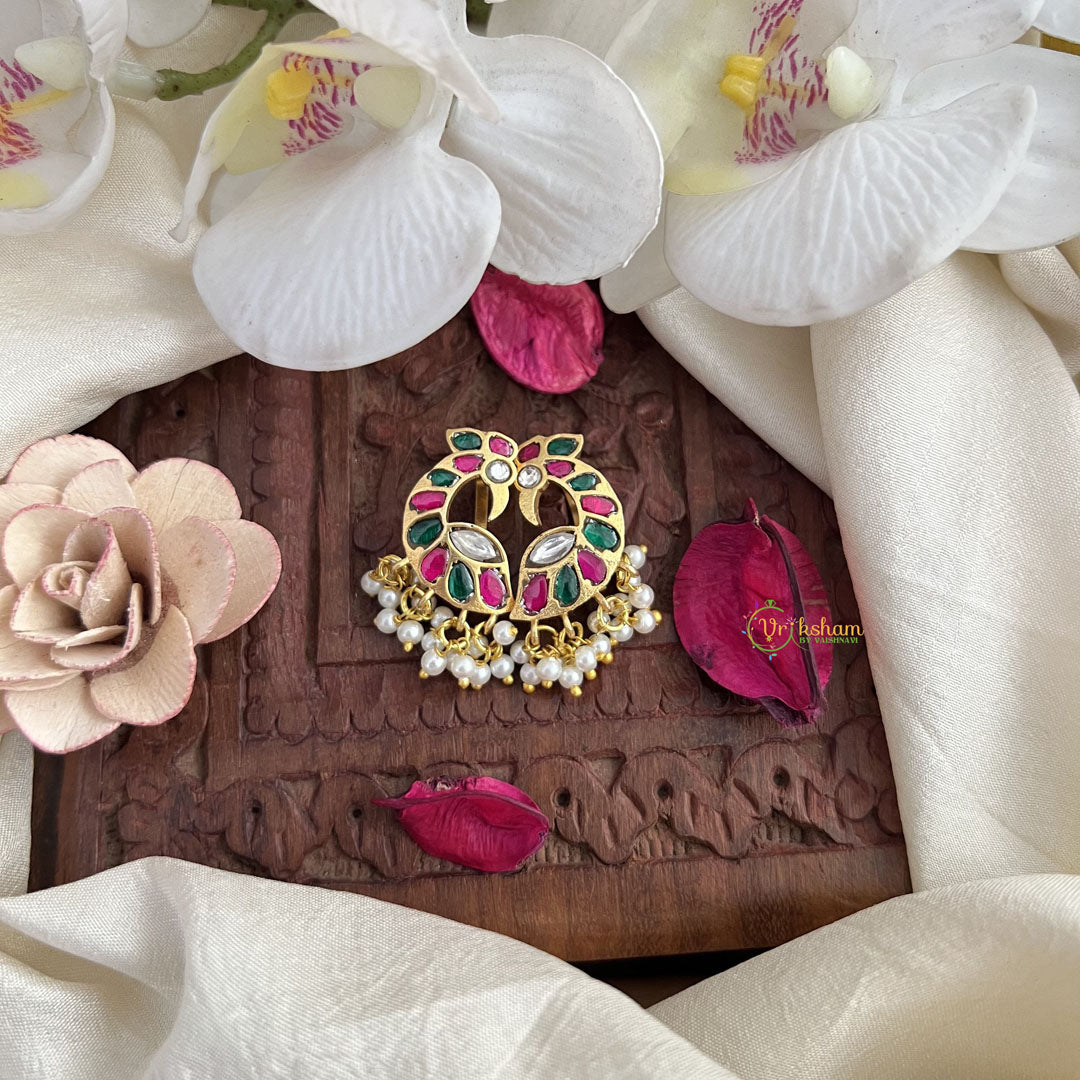 Vriksham Unique Peacock Shape Maharashtrian Style Press Bugadi-Red Green-J3094