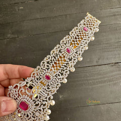 Exquisite Bridal American Diamond Hipbelt - Redish Pink - G11508