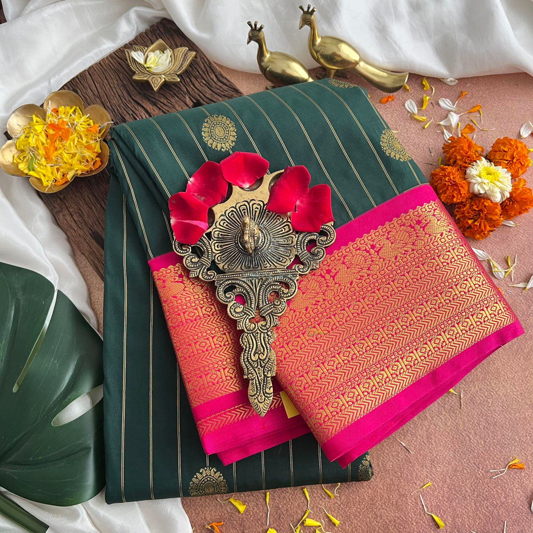 Green Vairaoosi Butta Kanchi Silk Saree-VS3876