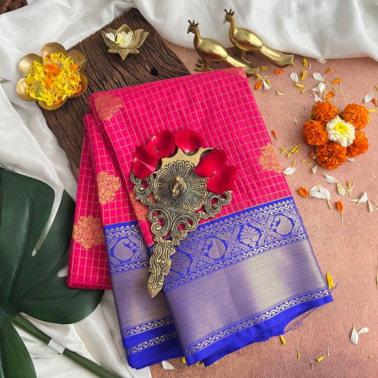 Magenta Vairaoosi Podi Kattam Butta Kanchi Silk Saree-VS3877