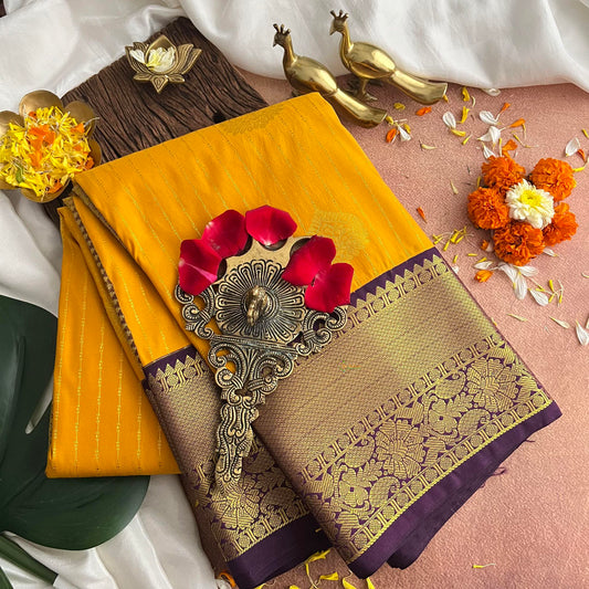 Mustard Vairaoosi Butta Kanchi Silk Saree-VS3878