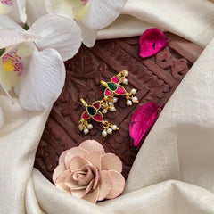 Vriksham Antique Designer Maharashtrian Style Press Bugadi-Green Red-Pearl-J3079