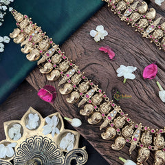 Vriksham Lakshmi Maanga 1 gm gold Temple Neckpiece-Red White-G17066