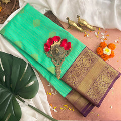 Aqua Green Vairaoosi Butta Kanchi Silk Saree-VS3879