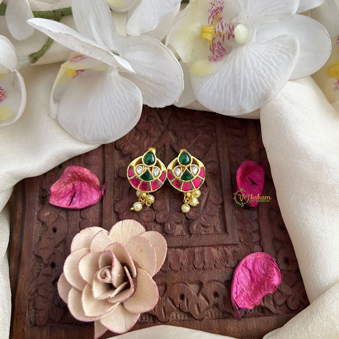 Vriksham Half Moon Maharashtrian Style Press Bugadi-Red Green & White-J3082